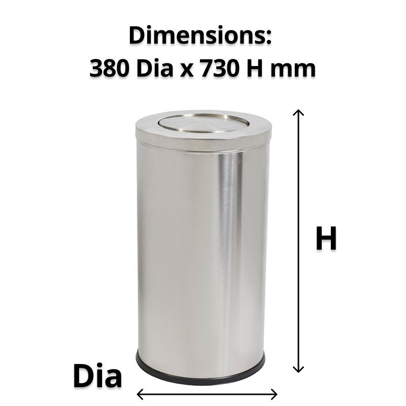 Stainless Steel Swing Top Bin 62L - Office Furniture Designs