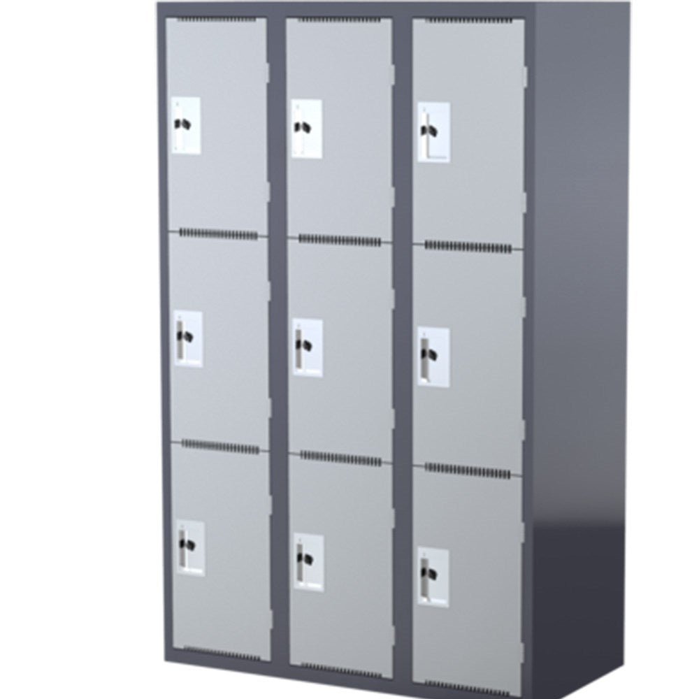 Steelco Heavy Duty School Locker Grey 1140W x 580D x 1830H 3 Door Bank of 3 Grey | Office Furniture Designs