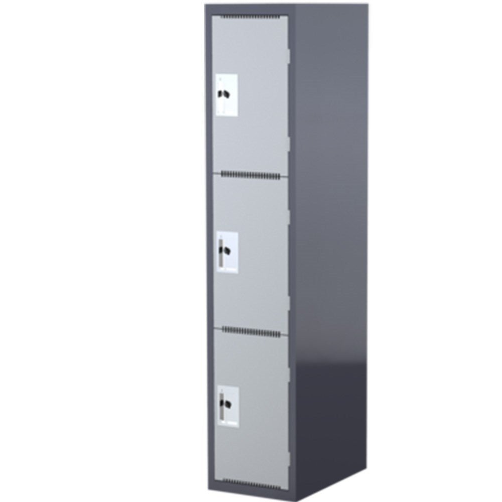 Steelco Heavy Duty School Locker Grey 380W x 580D x 1830H 3 Door Starter Grey | Office Furniture Designs