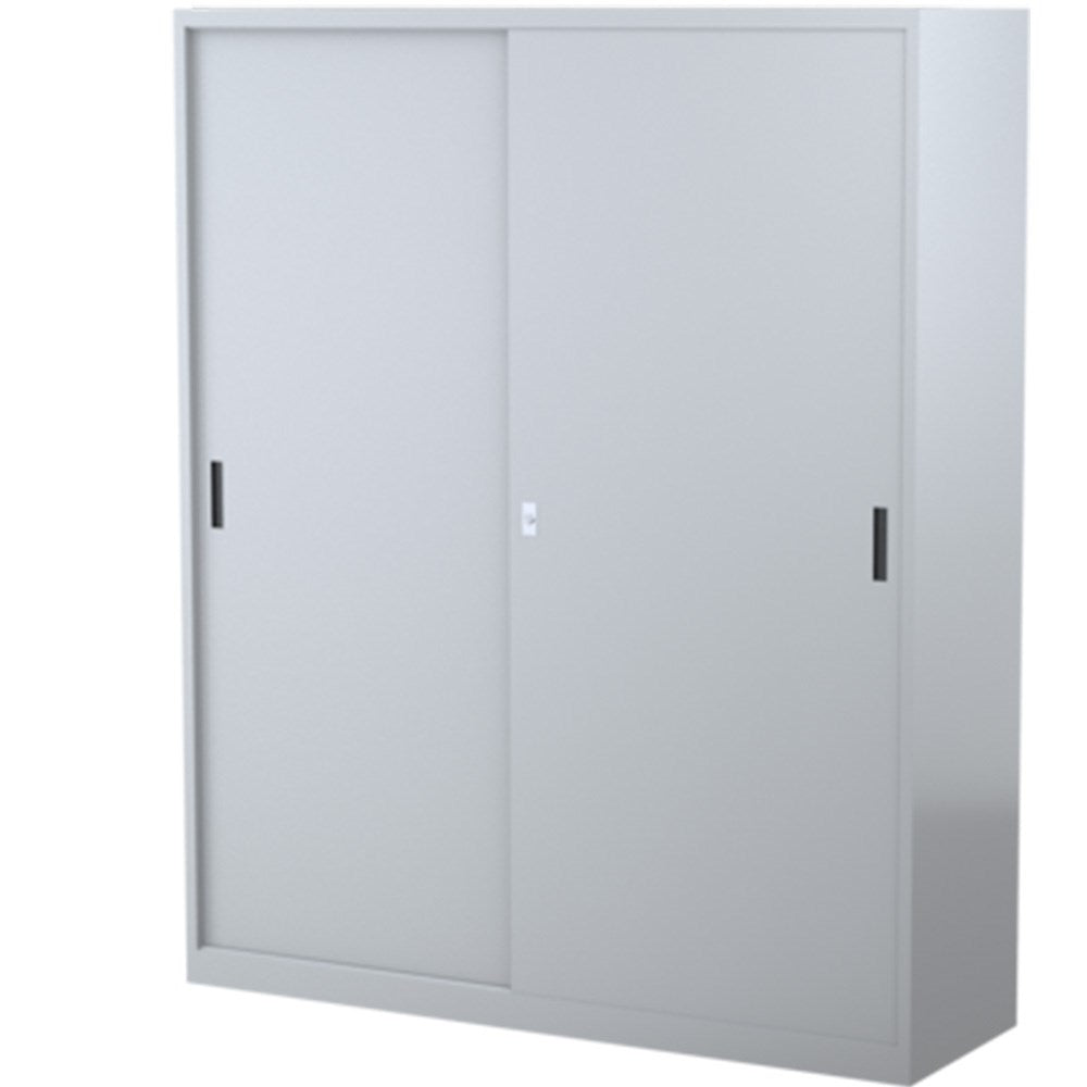Steelco Sliding Door Cabinet 1500W x 465D x 1830H 3 Shelves Graphite Ripple | Office Furniture Designs