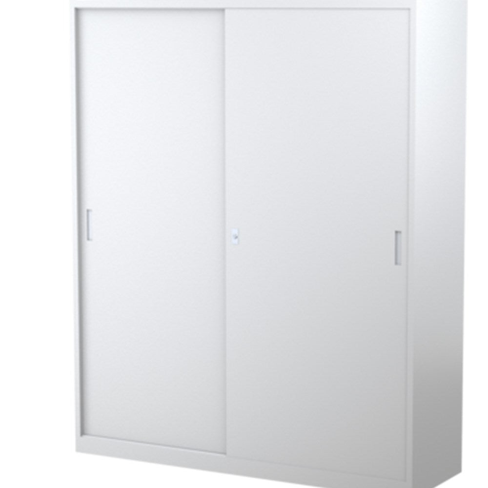 Steelco Sliding Door Cabinet 1500W x 465D x 1830H 3 Shelves Silver & Grey | Office Furniture Designs