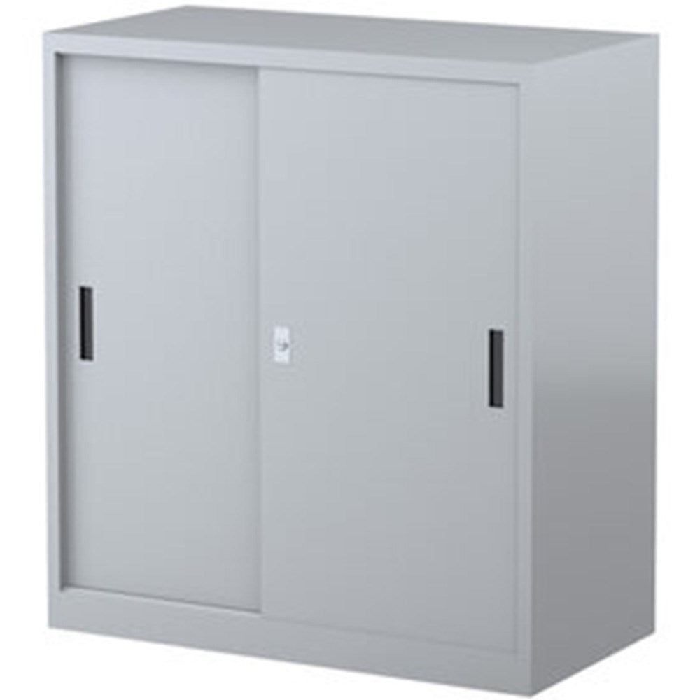 Steelco Sliding Door Cabinet 914W x 465D x 1015H 2 Shelves Graphite Ripple | Office Furniture Designs