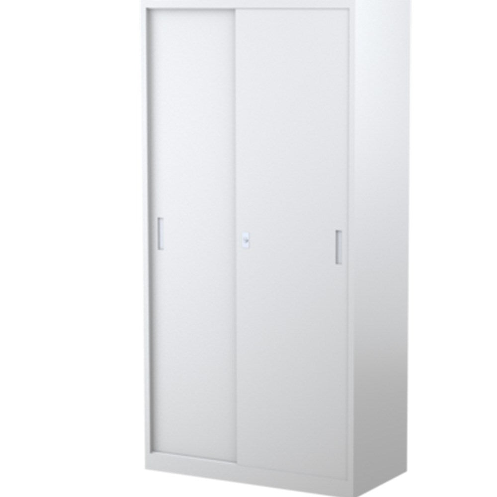 Steelco Sliding Door Cabinet 914W x 465D x 1830H 3 Shelves Silver & Grey | Office Furniture Designs