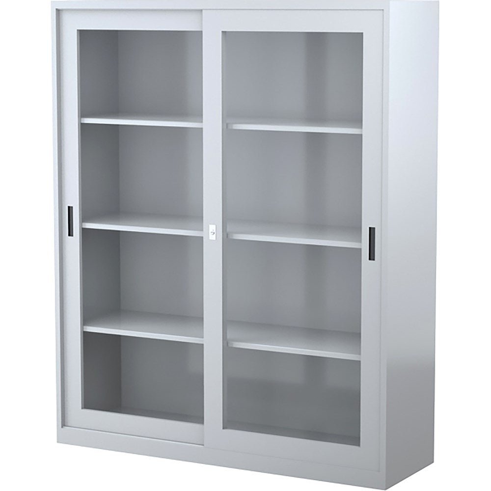 Steelco Sliding Glass Door Cabinet 914W x 465D x 1830H 3 Shelves Graphite Ripple | Office Furniture Designs