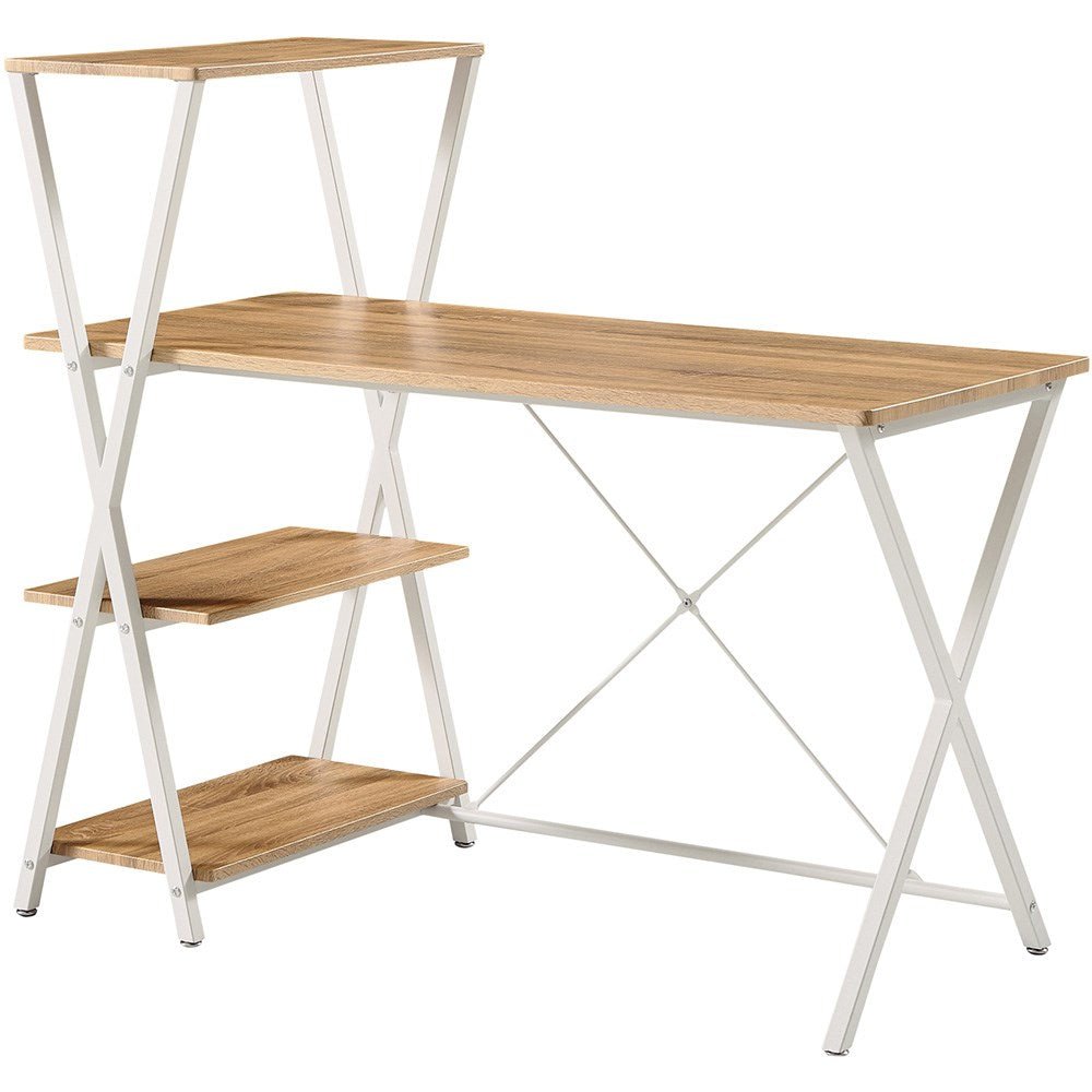Texarkana Computer Desk With Side Shelving 1200W x 650D x 1100mmH Oak And White 1200W x 650D x 1100H White & Oak | Office Furniture Designs