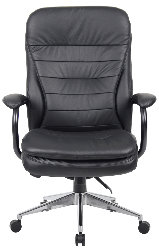 Titan Executive Medium Back Chair With Arms Black PU Back And Leather Black | Office Furniture Designs