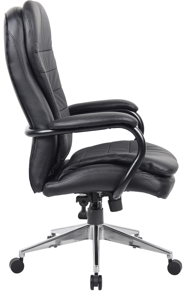 Titan Executive Medium Back Chair With Arms Black PU Back And Leather Black | Office Furniture Designs