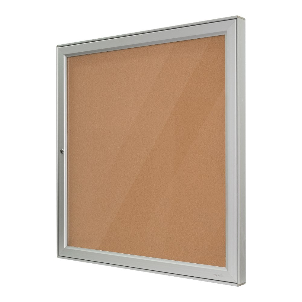 TX Weather Resistant Notice Case Silver/Cork 1050W x 50D x 1080H Silver & Cork | Office Furniture Designs