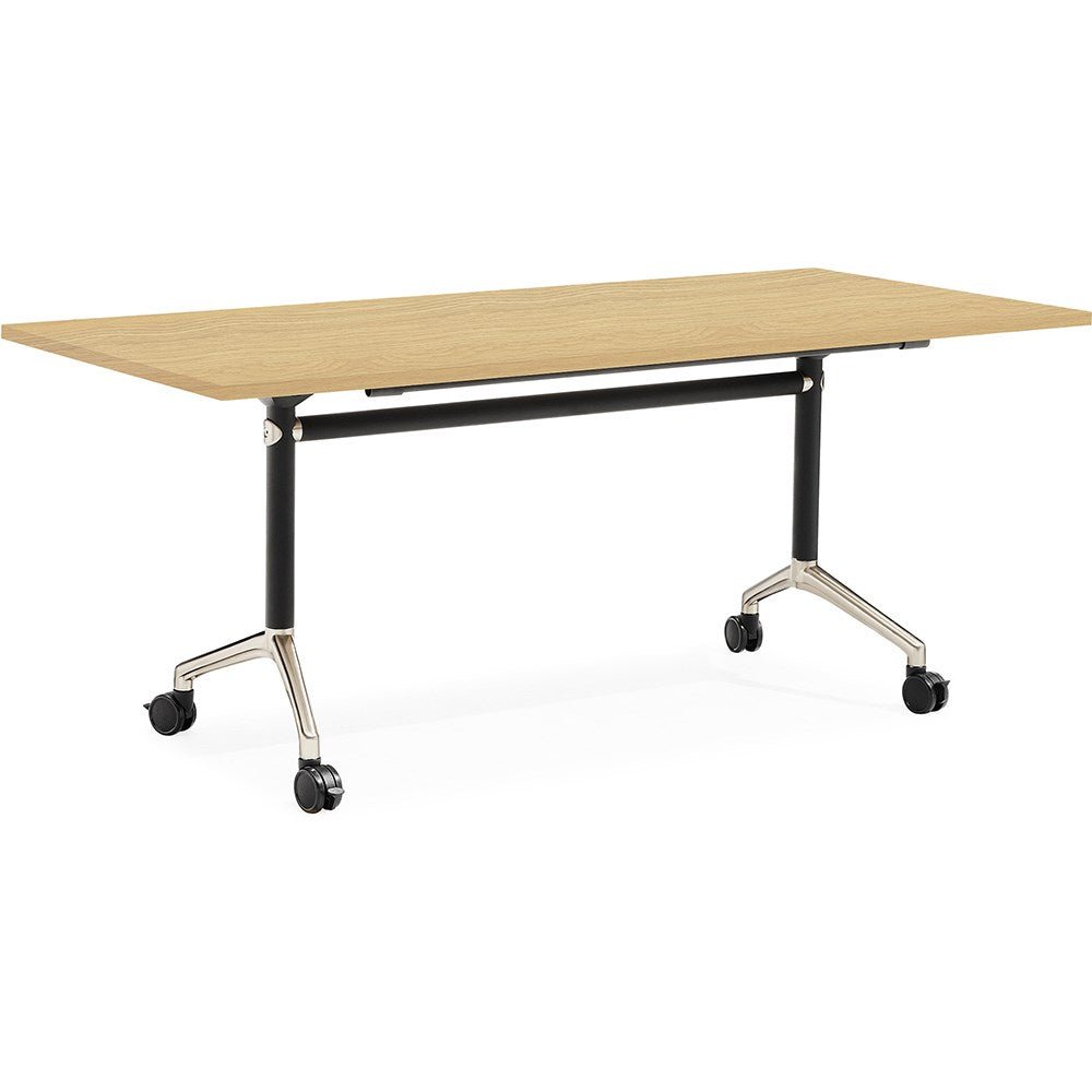 Typhoon Flip Top Table 1500W x 750D x 750H Oak & Black & Silver | Office Furniture Designs