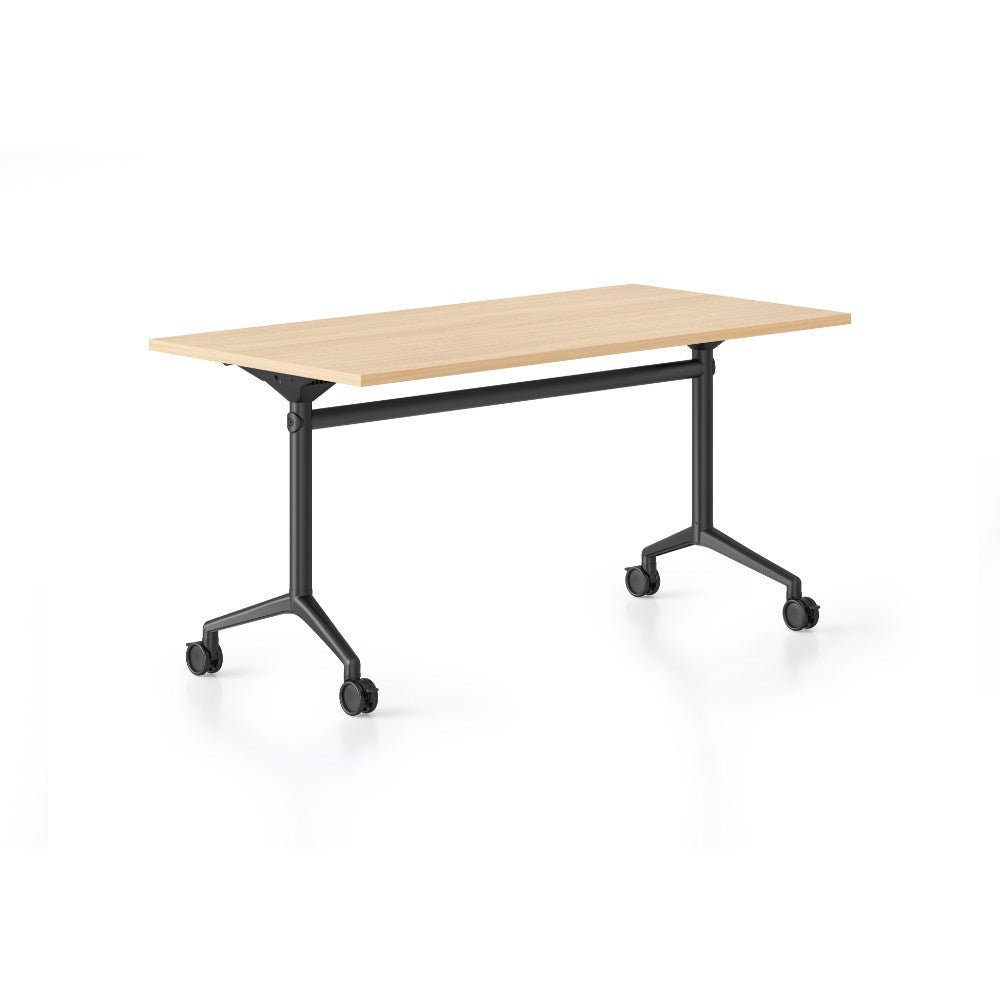 Typhoon Flip Top Table 2100W x 750D x 750H Black & Oak | Office Furniture Designs