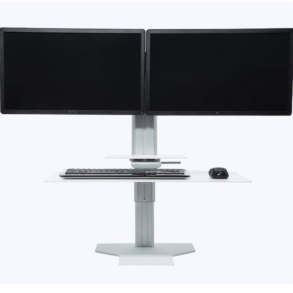 Uprite Ergo Sit2Stand Workstation 700W x 620D 700W x 620H Dual Monitor Silver & White | Office Furniture Designs