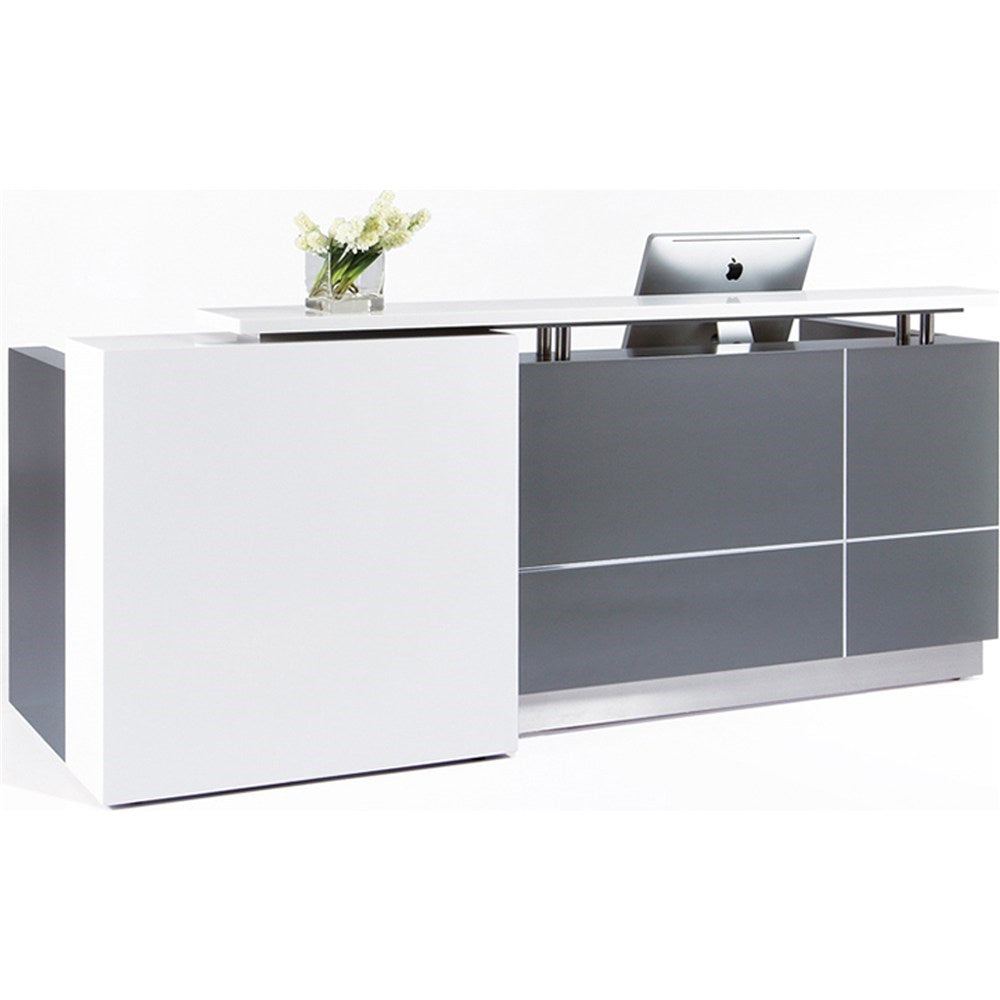 Calvin Reception Counter Metallic Grey And Matte White