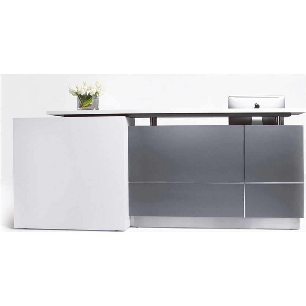 Calvin Reception Counter Metallic Grey And Matte White