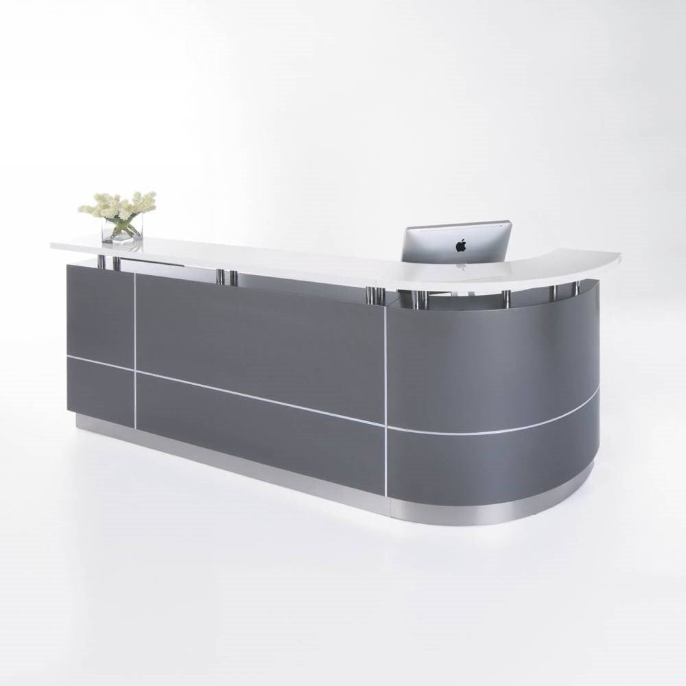 Executive JShape Reception Counter Left Curve 2750W x 950D x 1150mmH Metallic Grey