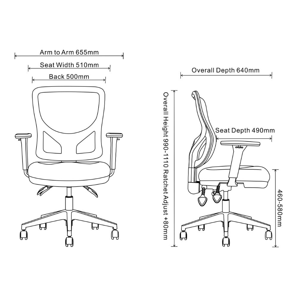 Zephyr Operator Chair High Mesh Back Black