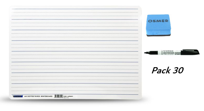 Educational Dotted Thirds Whiteboard Write & Wipe Pack 30