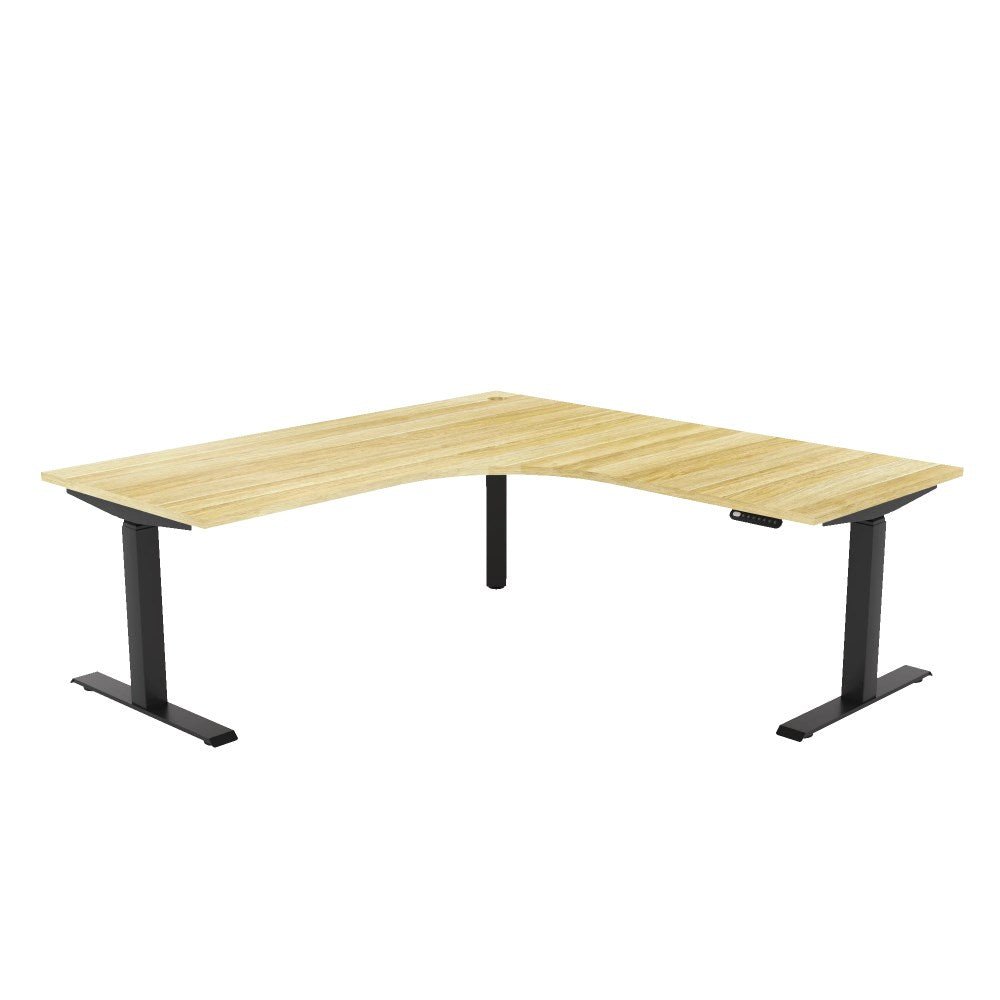 Agile Motion 90 Degree Workstation 1800/1800W x 750D x 620 - 1270mmH 90 Degree Workstation RHR Black & Oak - Office Furniture Designs