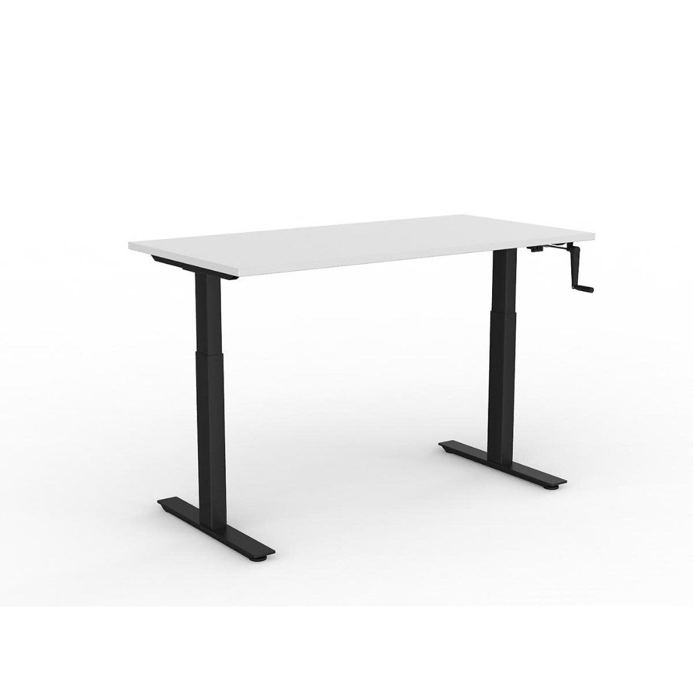 Agile Winder Adjustable Workstation 1500W x 750D x 680 - 1130mmH Black & White - Office Furniture Designs