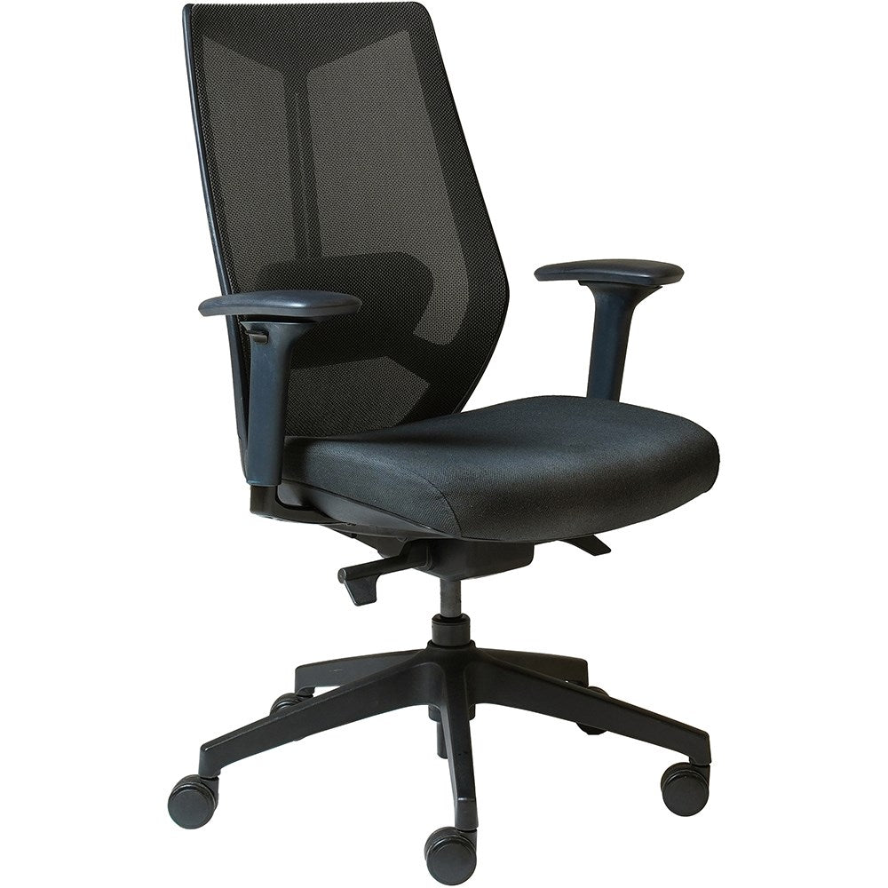 Arco Ergonomic Chair High Mesh Back Fabric Seat with Arms Black | Office Furniture Designs