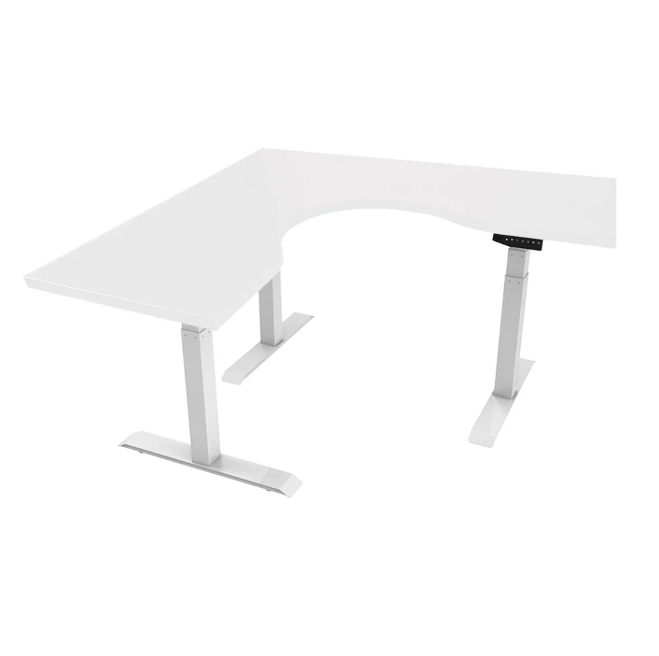 Arise Basix 3 Stage Corner Desk White 2100/2100W x 750D x 625 - 1255H White & White | Office Furniture Designs