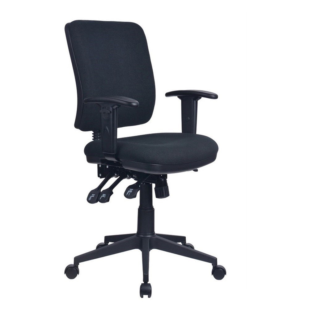 Aviator Task Chair High Back With Slide Black Fabric With Arms Black | Office Furniture Designs