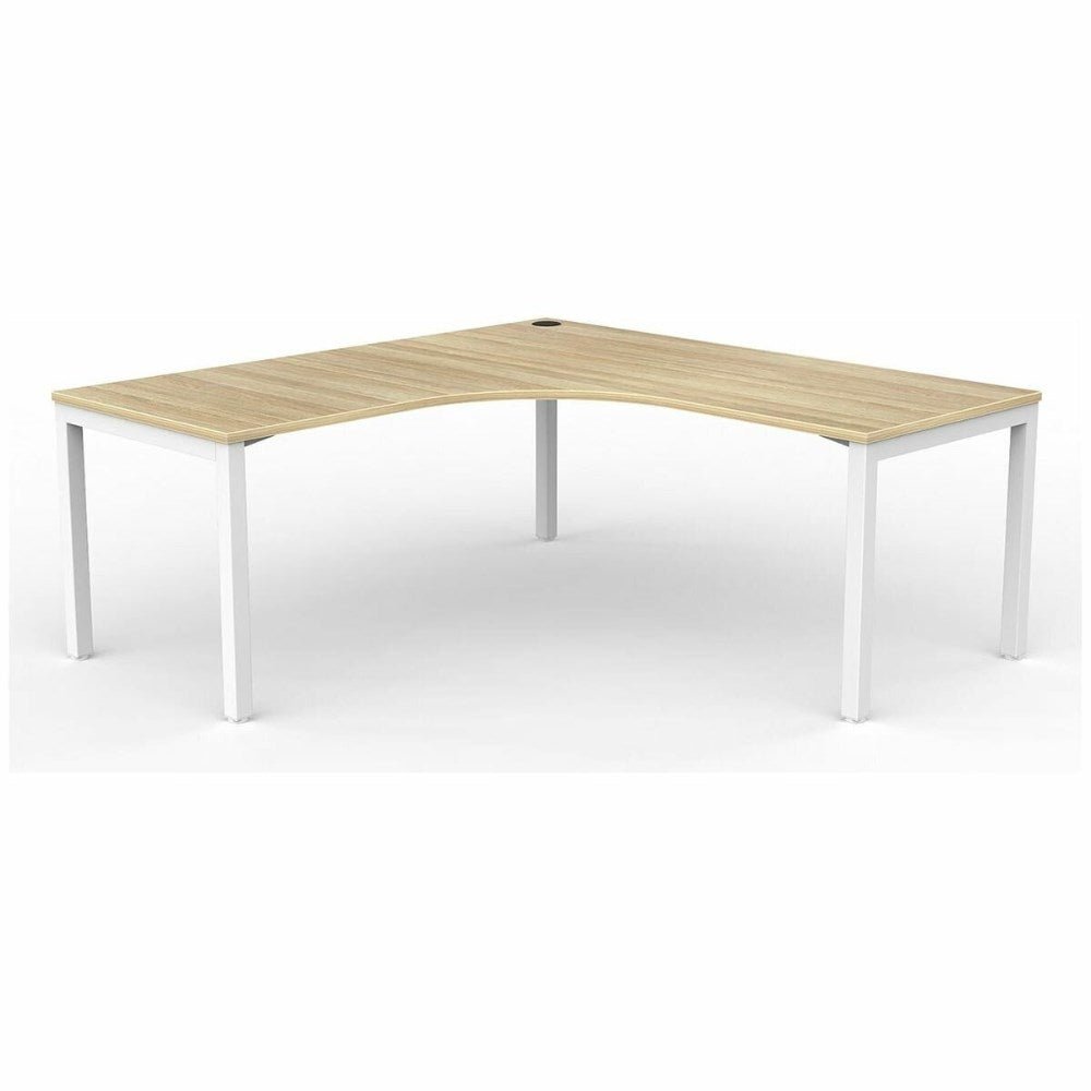 Axis 90 Degree Workstation 1800/1800W x 750D x 715mmH 90 Degree Workstation Left Hand Return White & Oak - Office Furniture Designs