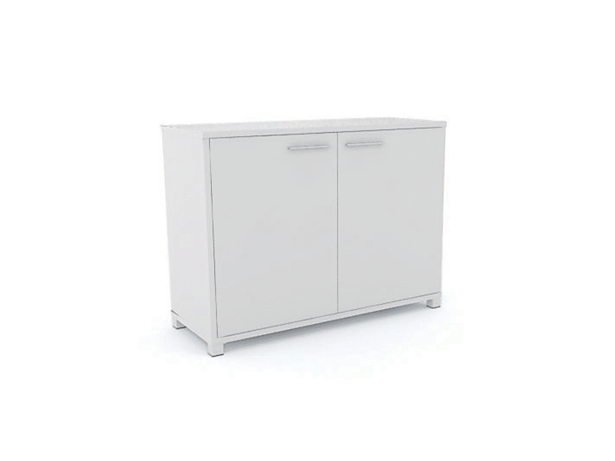 Axis Credenza 2x hinged locking doors White | Office Furniture Designs