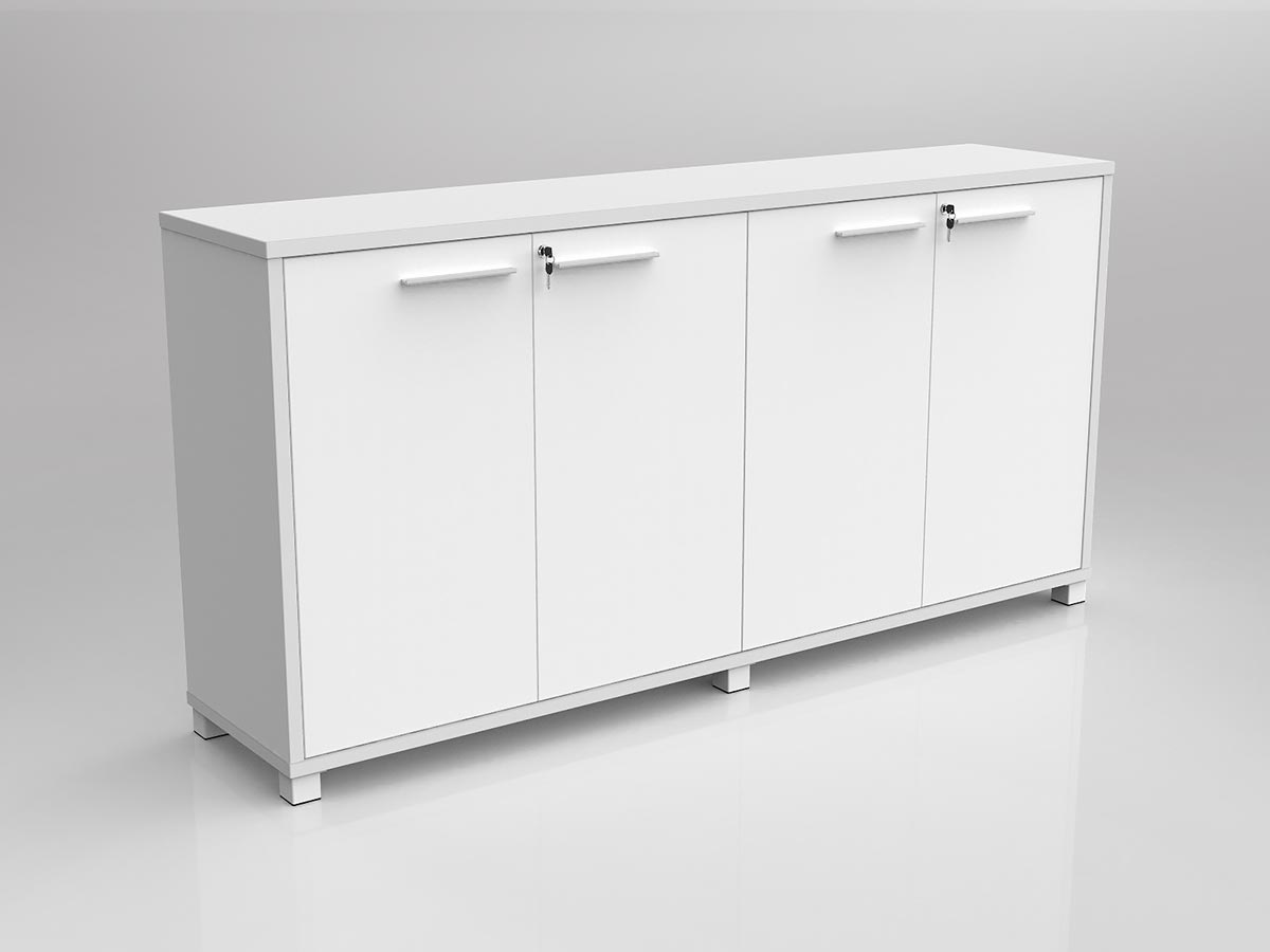 Axis Credenza 4x hinged locking doors White | Office Furniture Designs