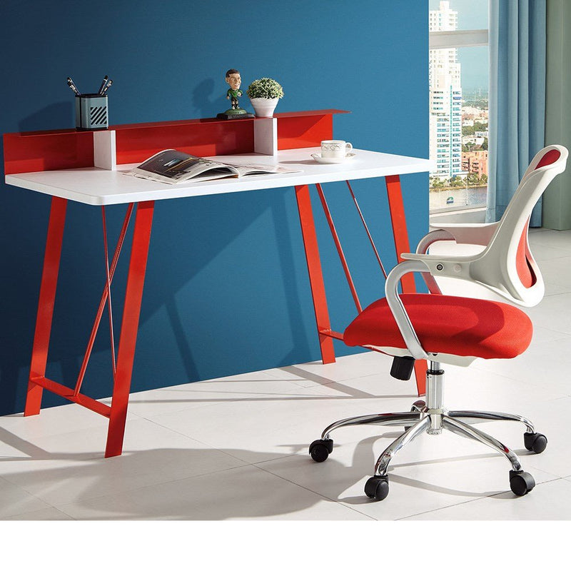 Baton Rouge Computer Desk 1200W x 600D x 865mmH White Top Red Frame ...
