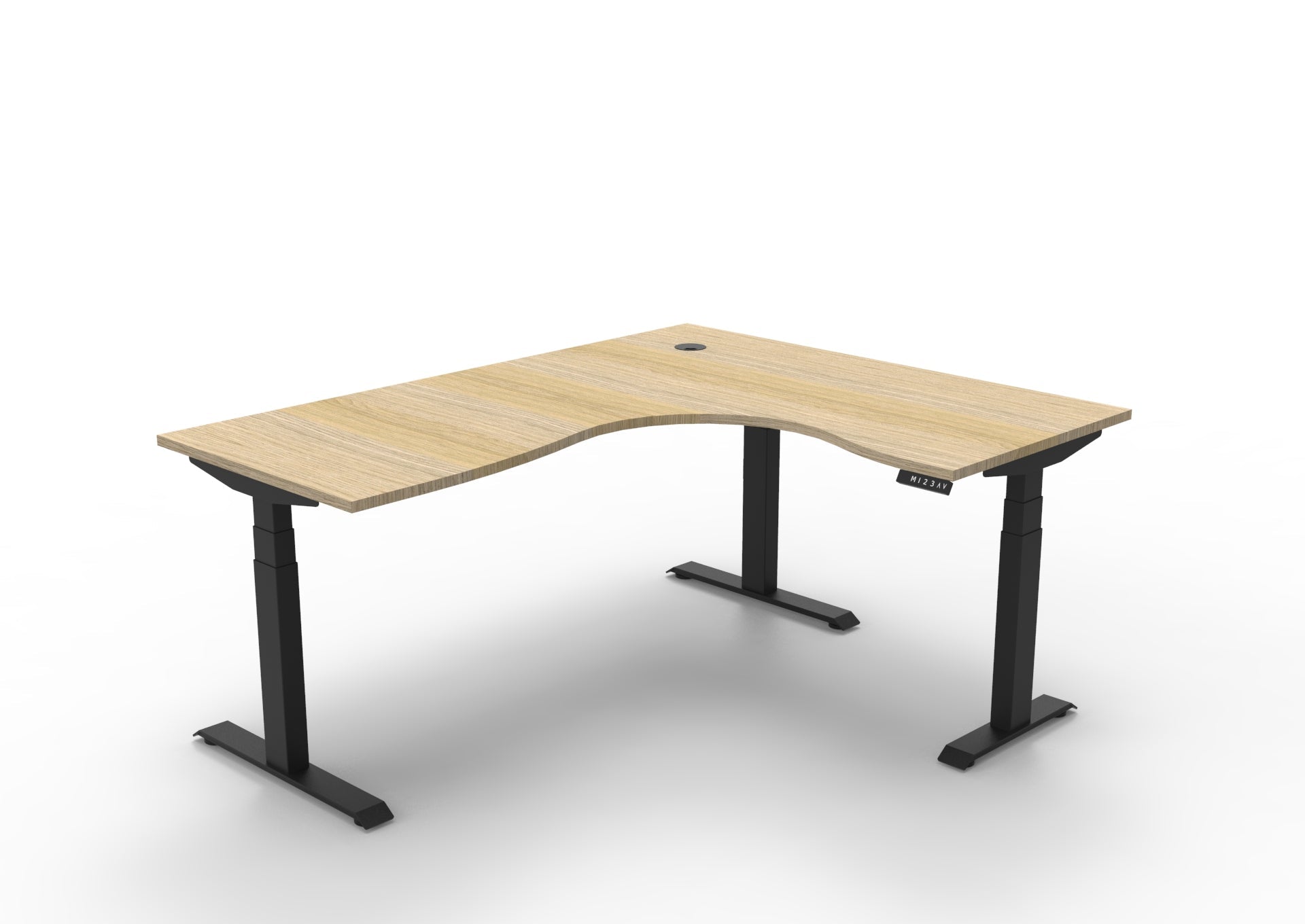 Boost+ Corner Workstation 1800/1500W x 750D x 1270H Black & Oak Corner Workstation | Office Furniture Designs