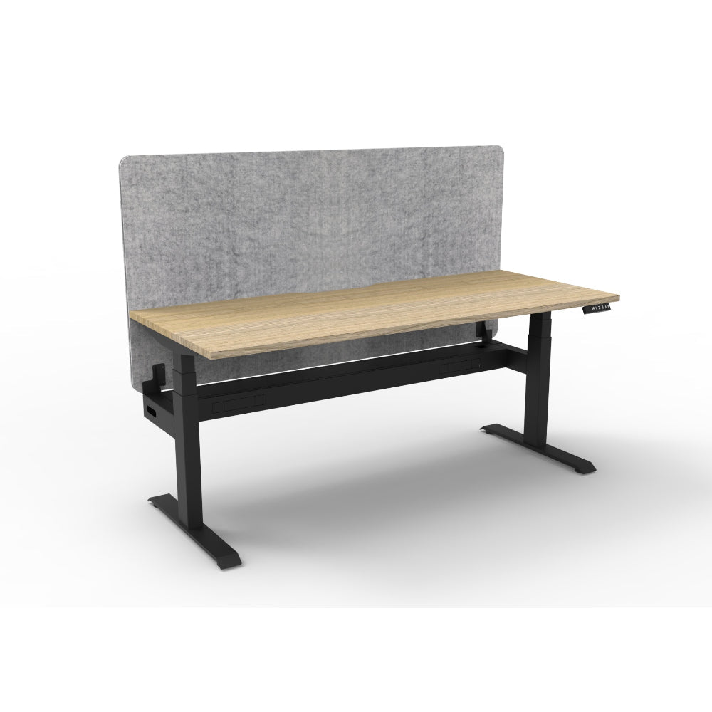 Boost+ Single Sided Workstation 1200W x 750D x 1270H Black & Oak Single Sided Workstation + Eco Screen + Cable Tray | Office Furniture Designs