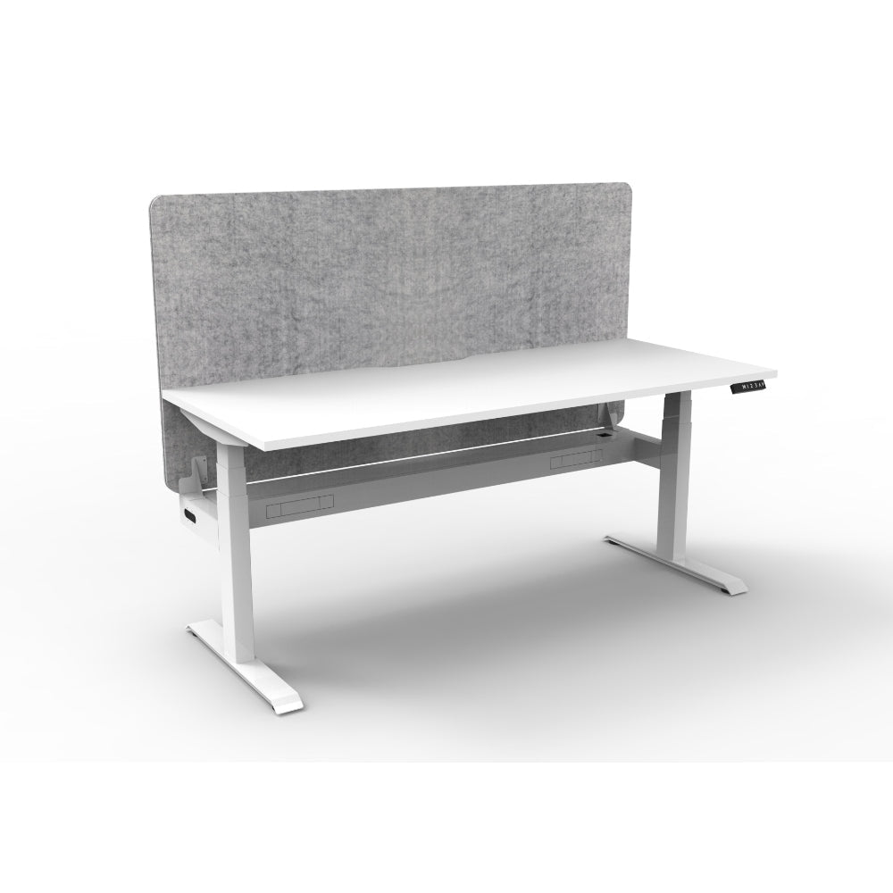 Boost+ Single Sided Workstation 1200W x 750D x 1270H White & White Single Sided Workstation + Eco Screen + Cable Tray | Office Furniture Designs