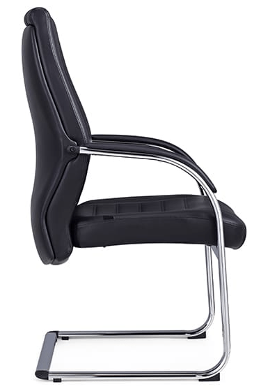 Boston Cantilever Visitor Chair With Arms Black PU Black | Office Furniture Designs