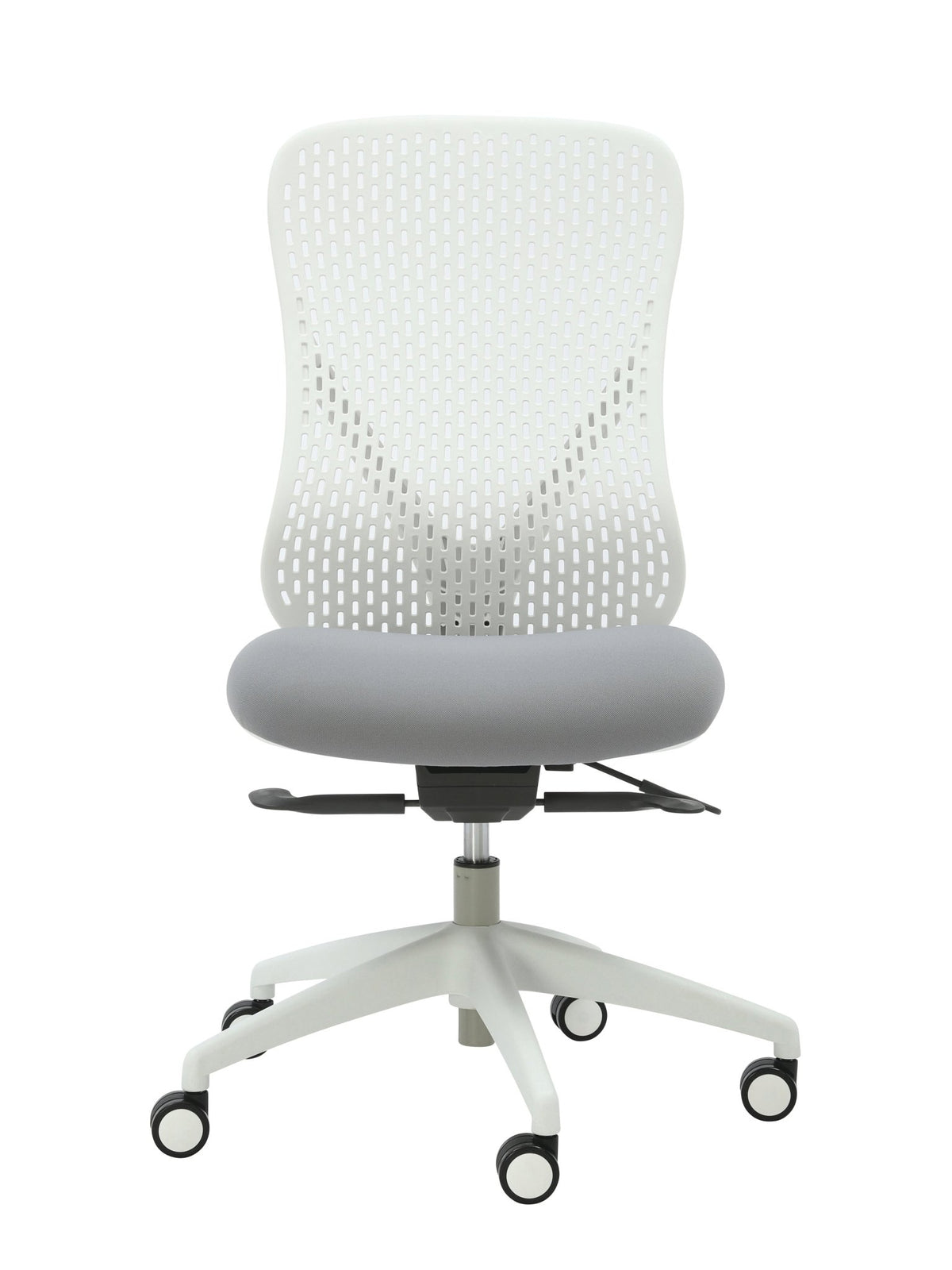 Buro Axon Chair Grey Fabric/White Frame No Arms | Office Furniture Designs
