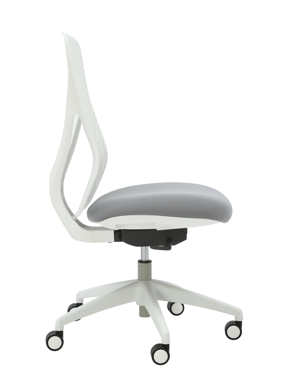 Buro Axon Chair Grey Fabric/White Frame No Arms | Office Furniture Designs
