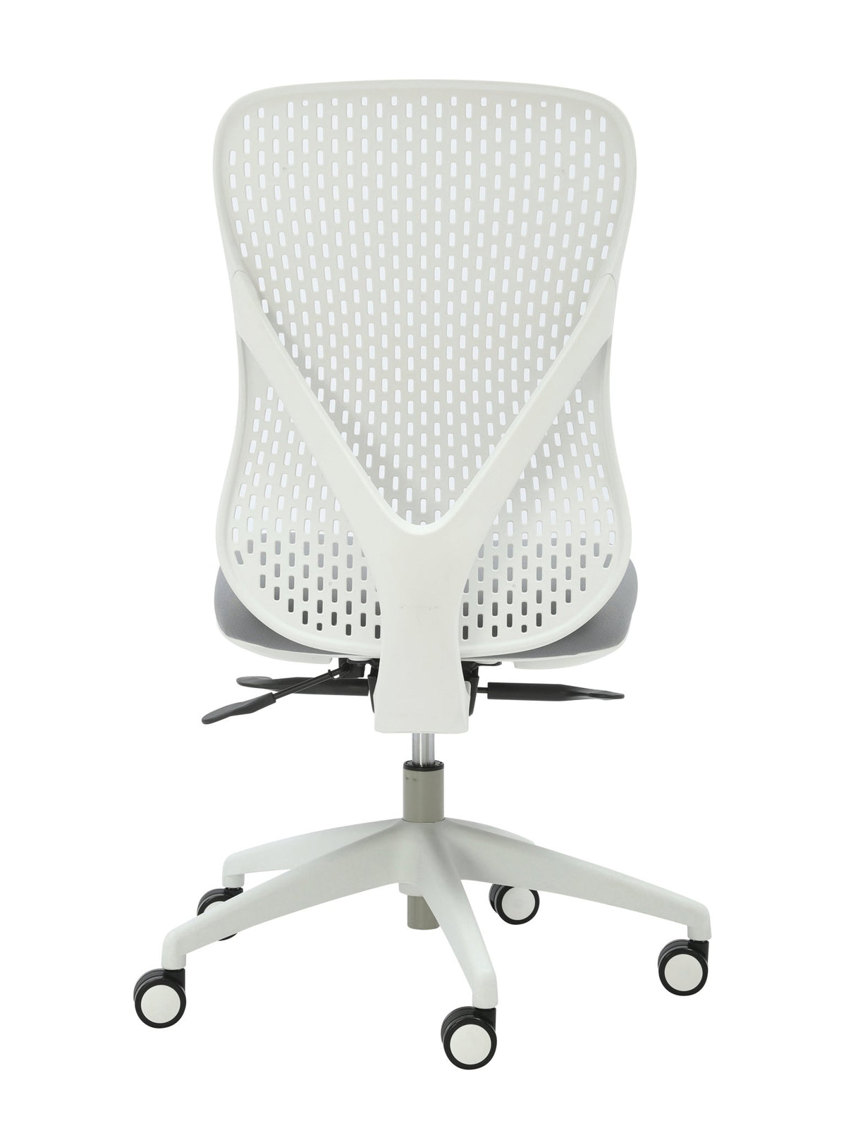 Buro Axon Chair Grey Fabric/White Frame No Arms | Office Furniture Designs