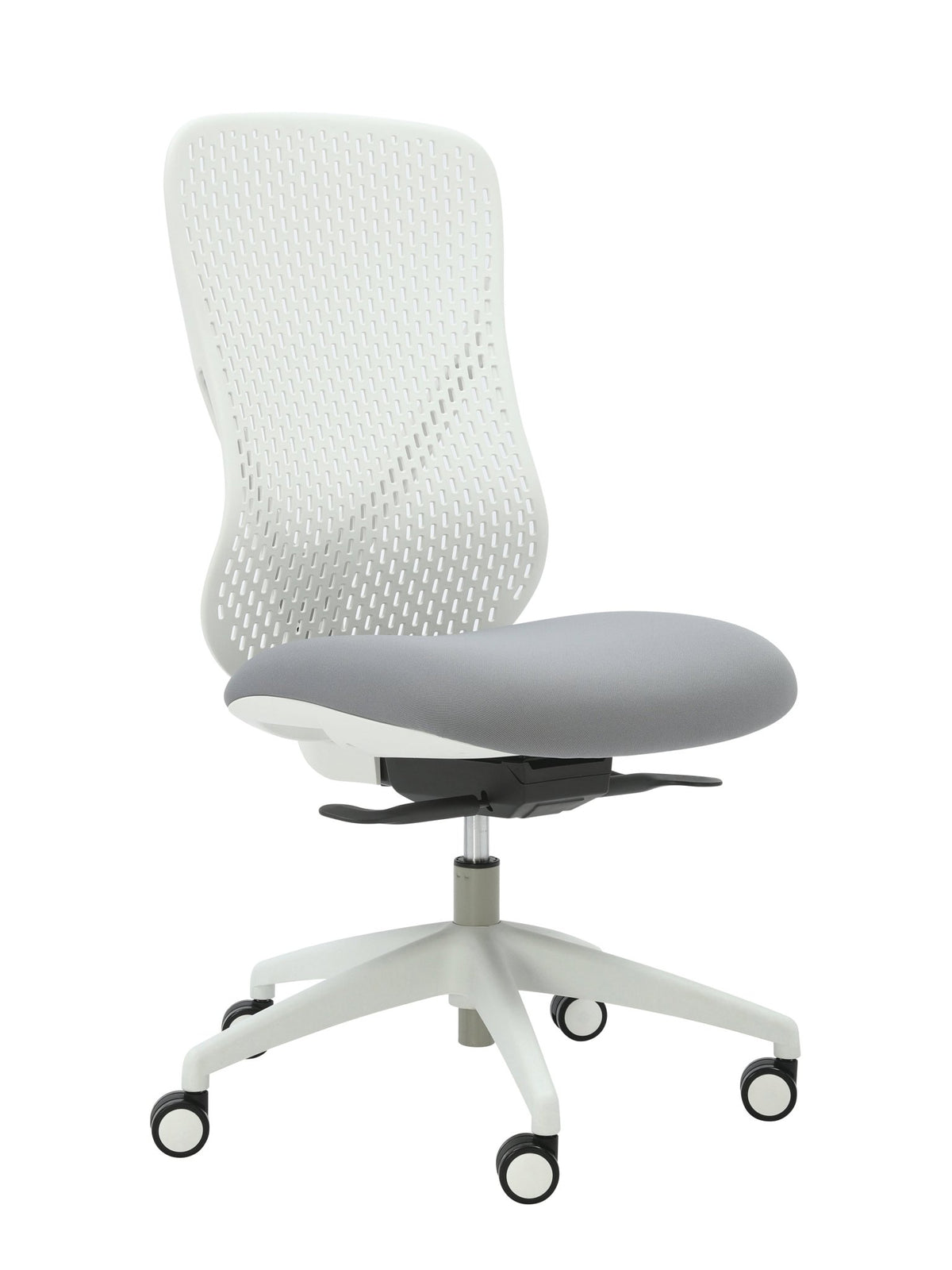 Buro Axon Chair Grey Fabric/White Frame No Arms | Office Furniture Designs