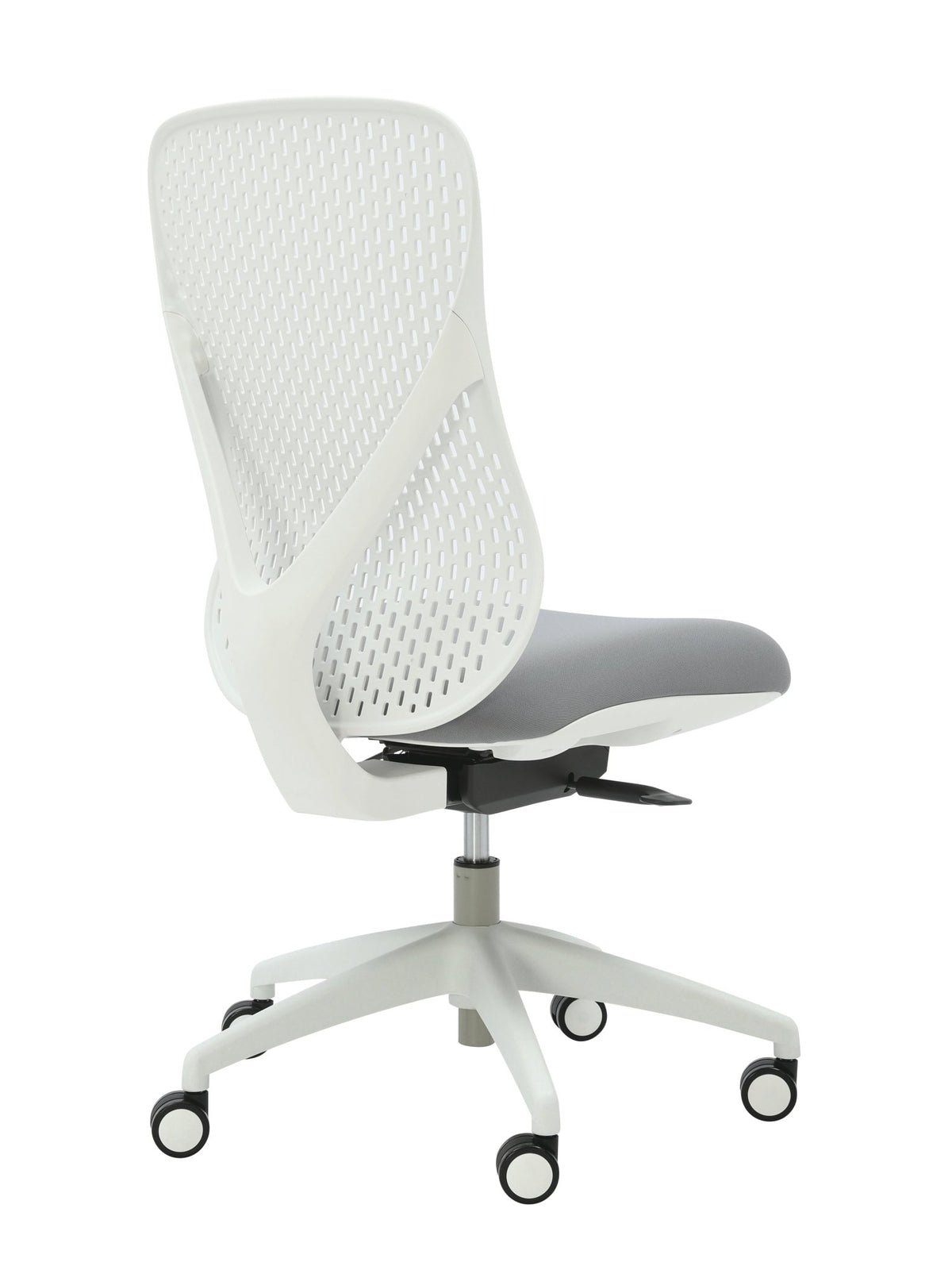 Buro Axon Chair Grey Fabric/White Frame No Arms | Office Furniture Designs