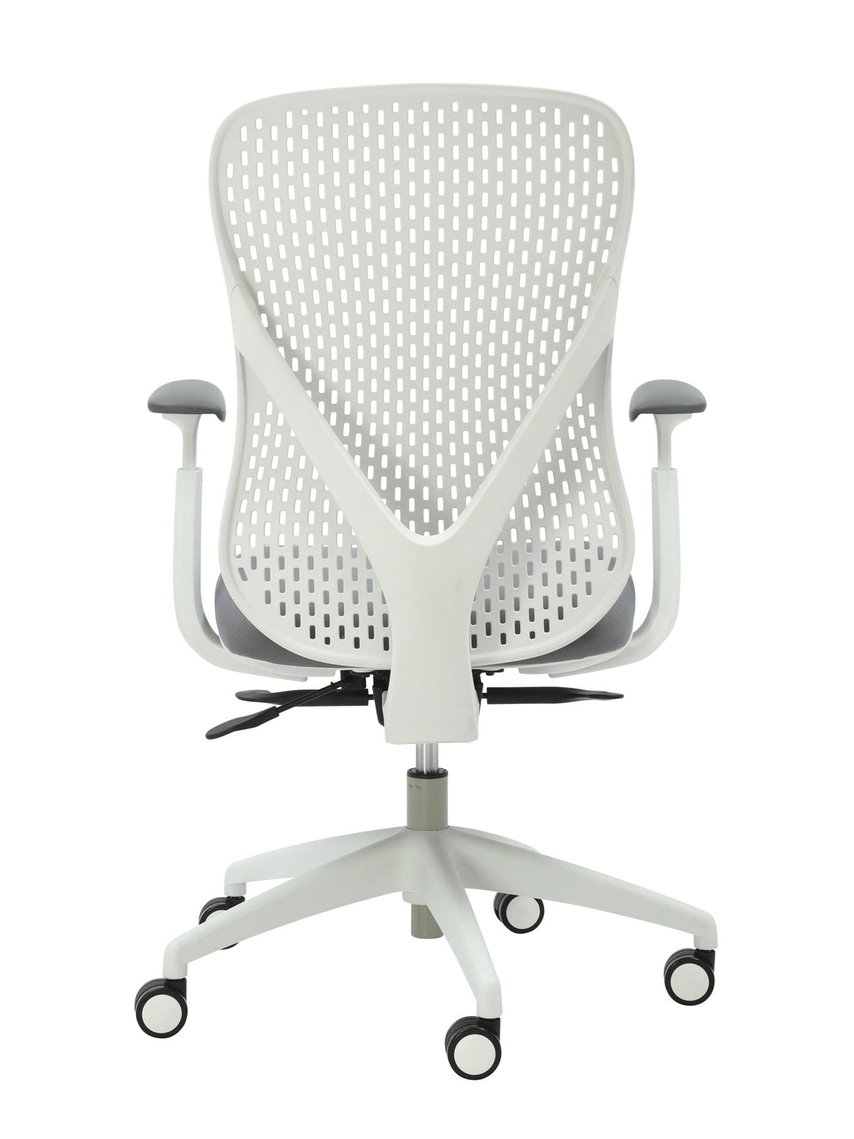 Buro Axon Chair Grey Fabric/White Frame With Arms | Office Furniture Designs