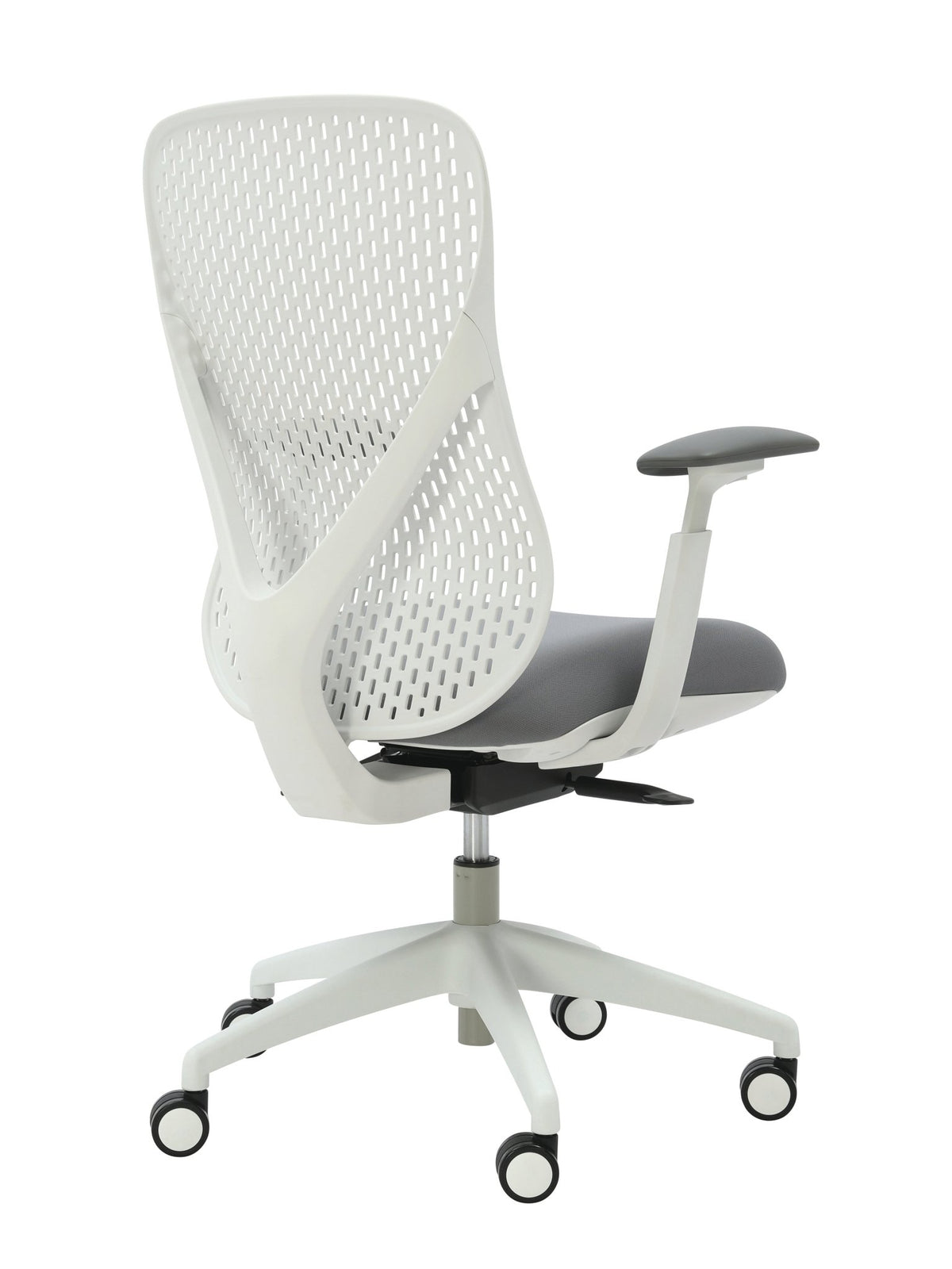 Buro Axon Chair Grey Fabric/White Frame With Arms | Office Furniture Designs