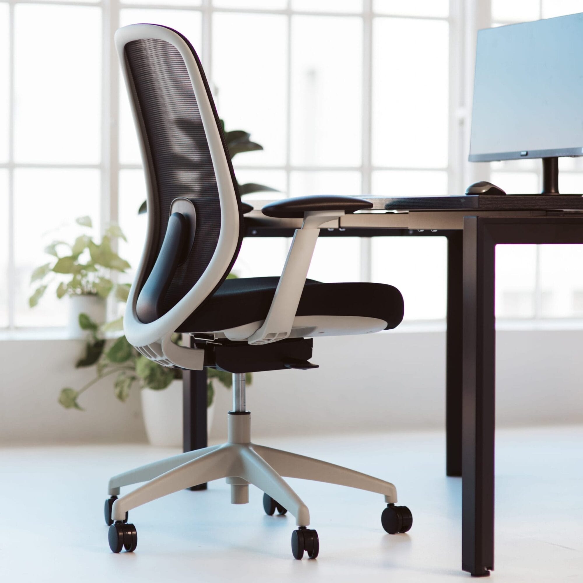 Buro Force Chair Grey Frame/Black Mesh With Arms | Office Furniture Designs