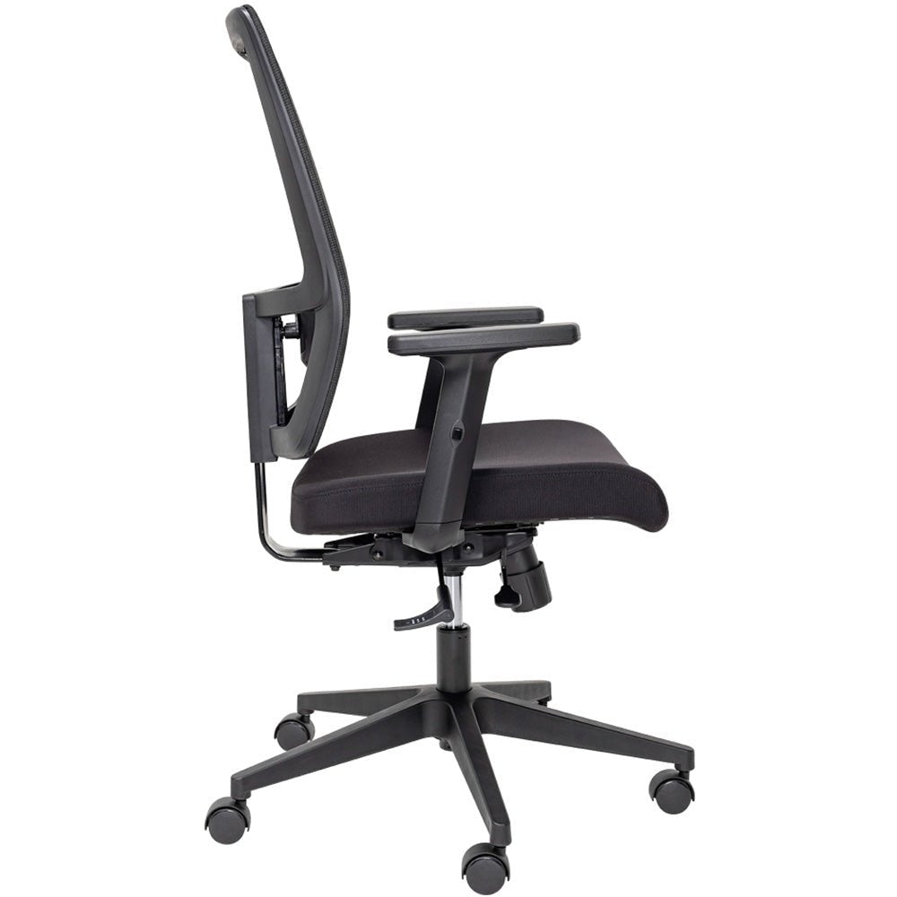 Buro Mantra High Back Office Chair With Seat Slide Mesh Back Fabric Seat Black With Arms Black | Office Furniture Designs