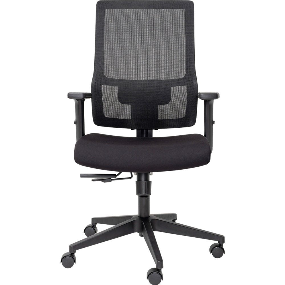 Buro Mantra High Back Office Chair With Seat Slide Mesh Back Fabric Seat Black With Arms Black | Office Furniture Designs
