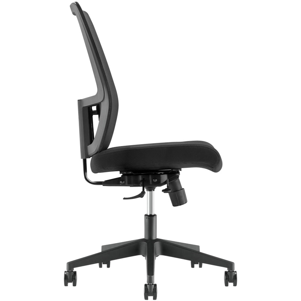 Buro Mantra High Back Office Chair With Seat Slide Mesh Back Fabric Seat Black With Arms Black | Office Furniture Designs