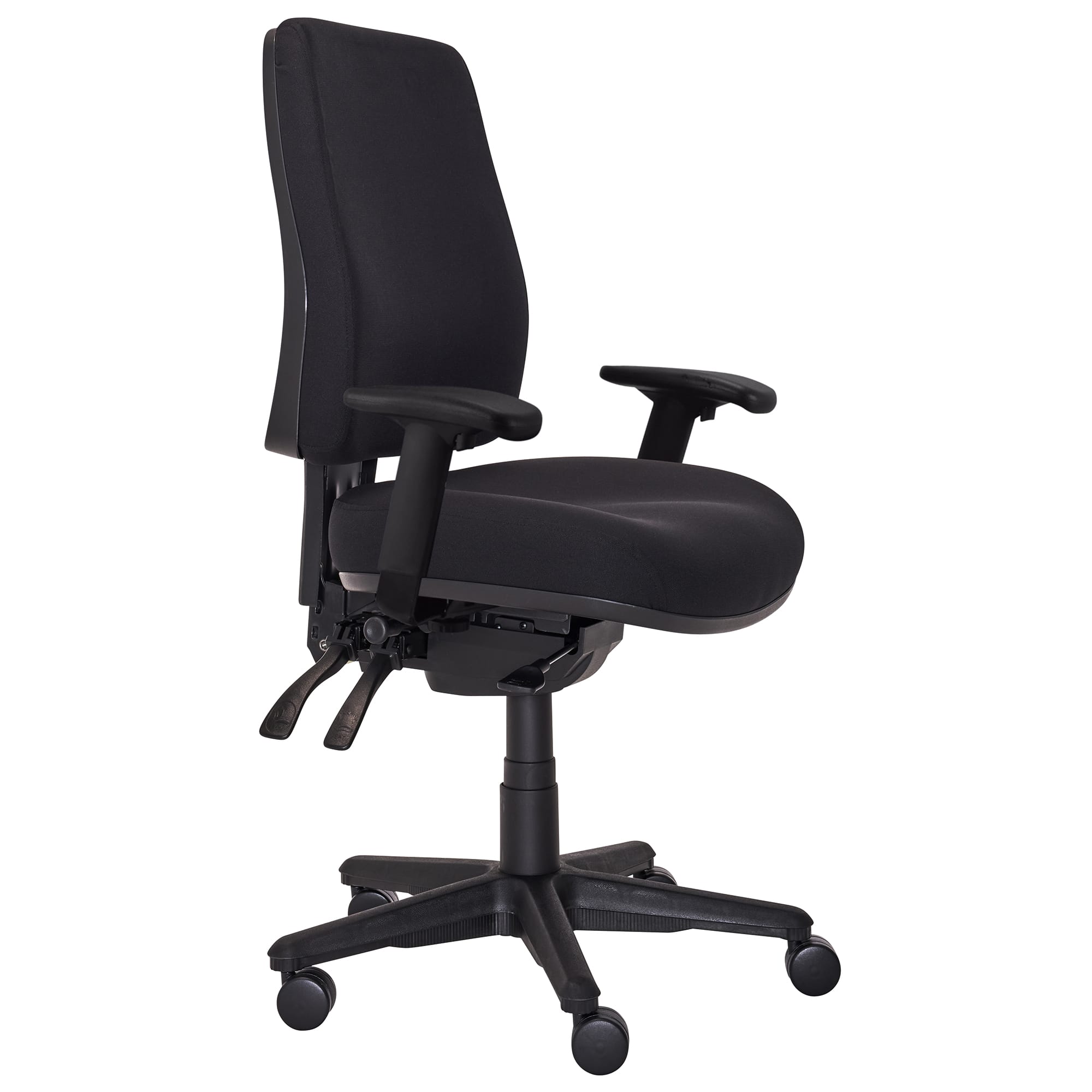 Buro Roma 3 Lever High Back with Seat Slide With Arms Black | Office Furniture Designs