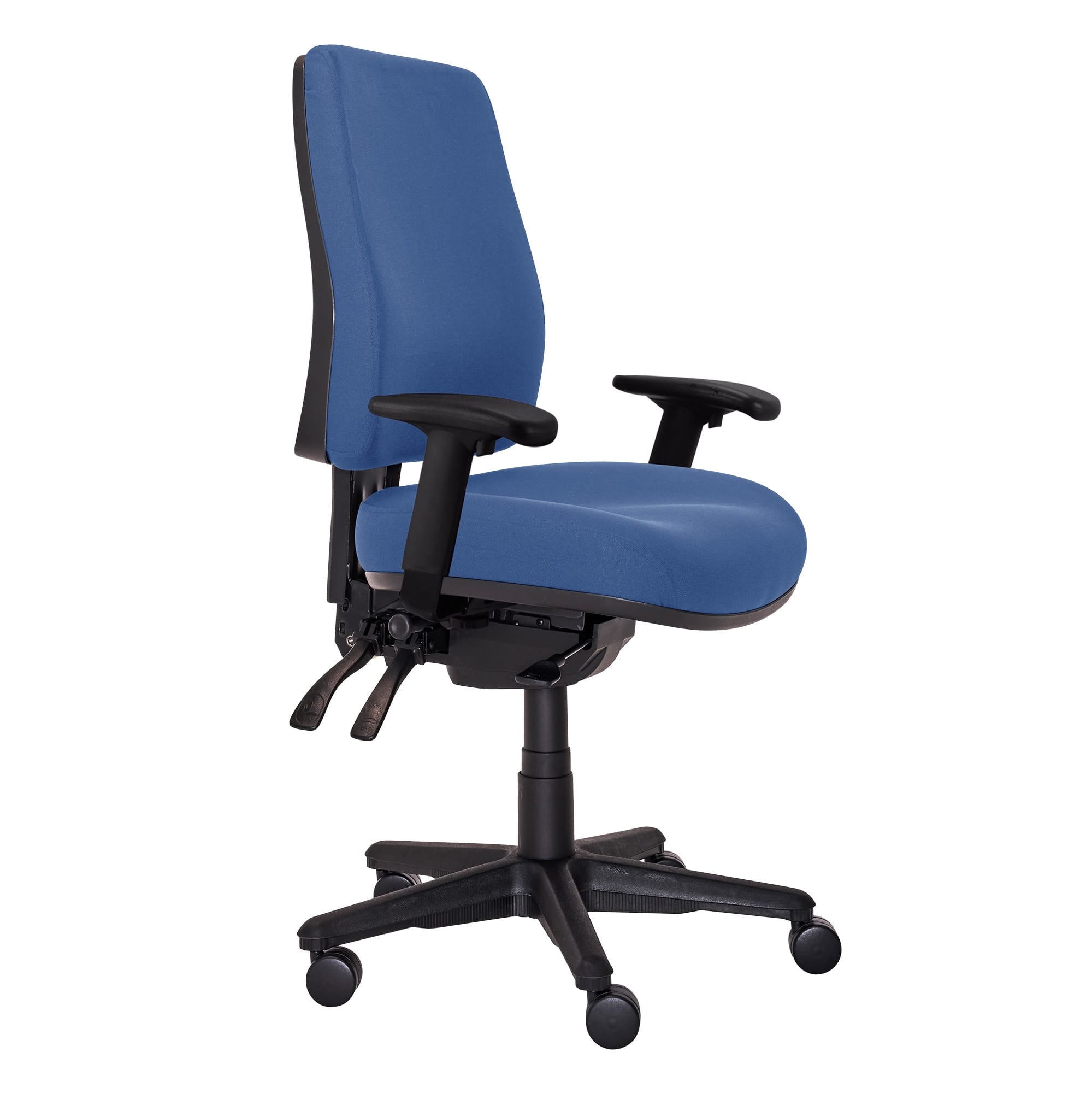 Buro Roma 3 Lever High Back with Seat Slide With Arms Blue | Office Furniture Designs