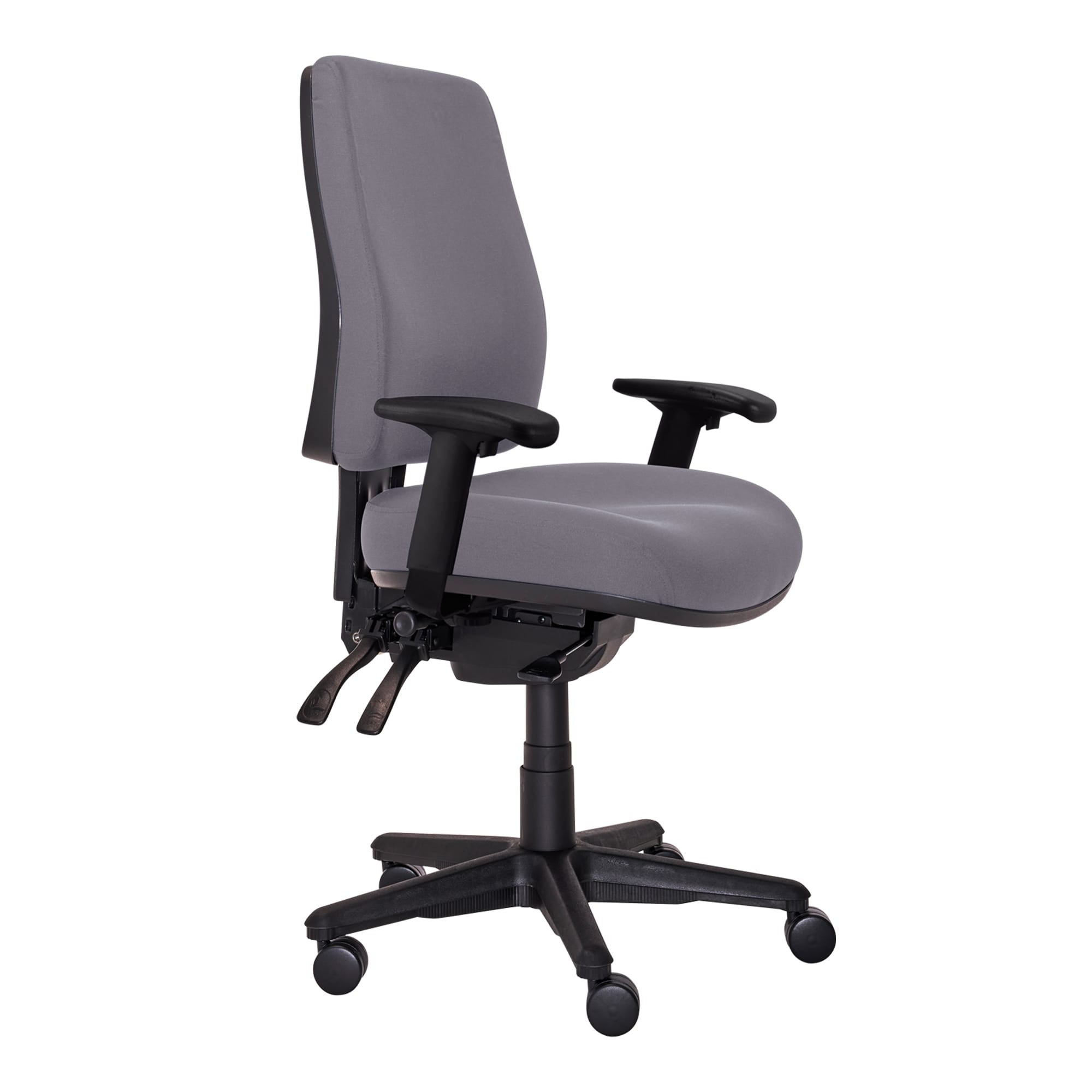 Buro Roma 3 Lever High Back with Seat Slide With Arms Charcoal | Office Furniture Designs