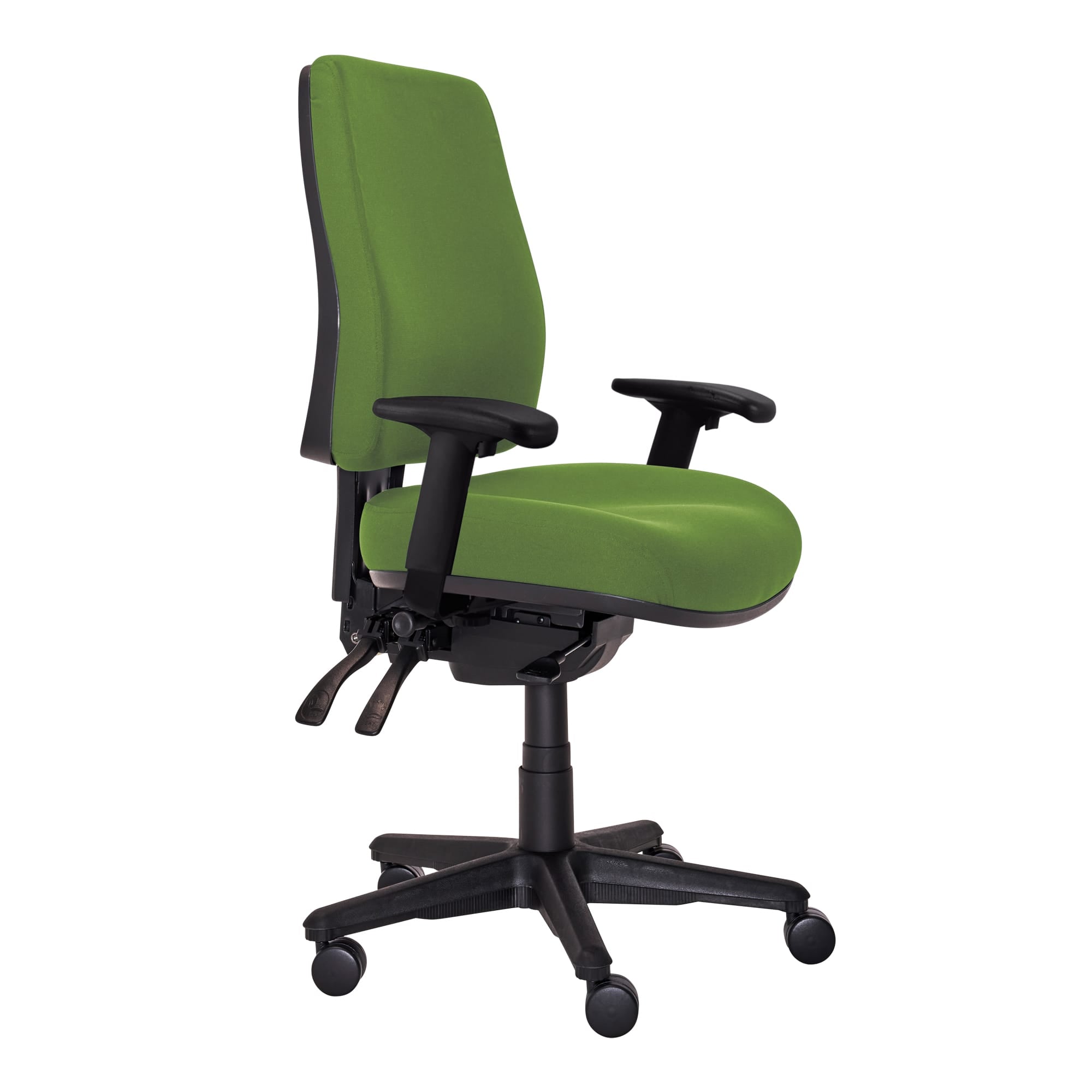 Buro Roma 3 Lever High Back with Seat Slide With Arms Green | Office Furniture Designs