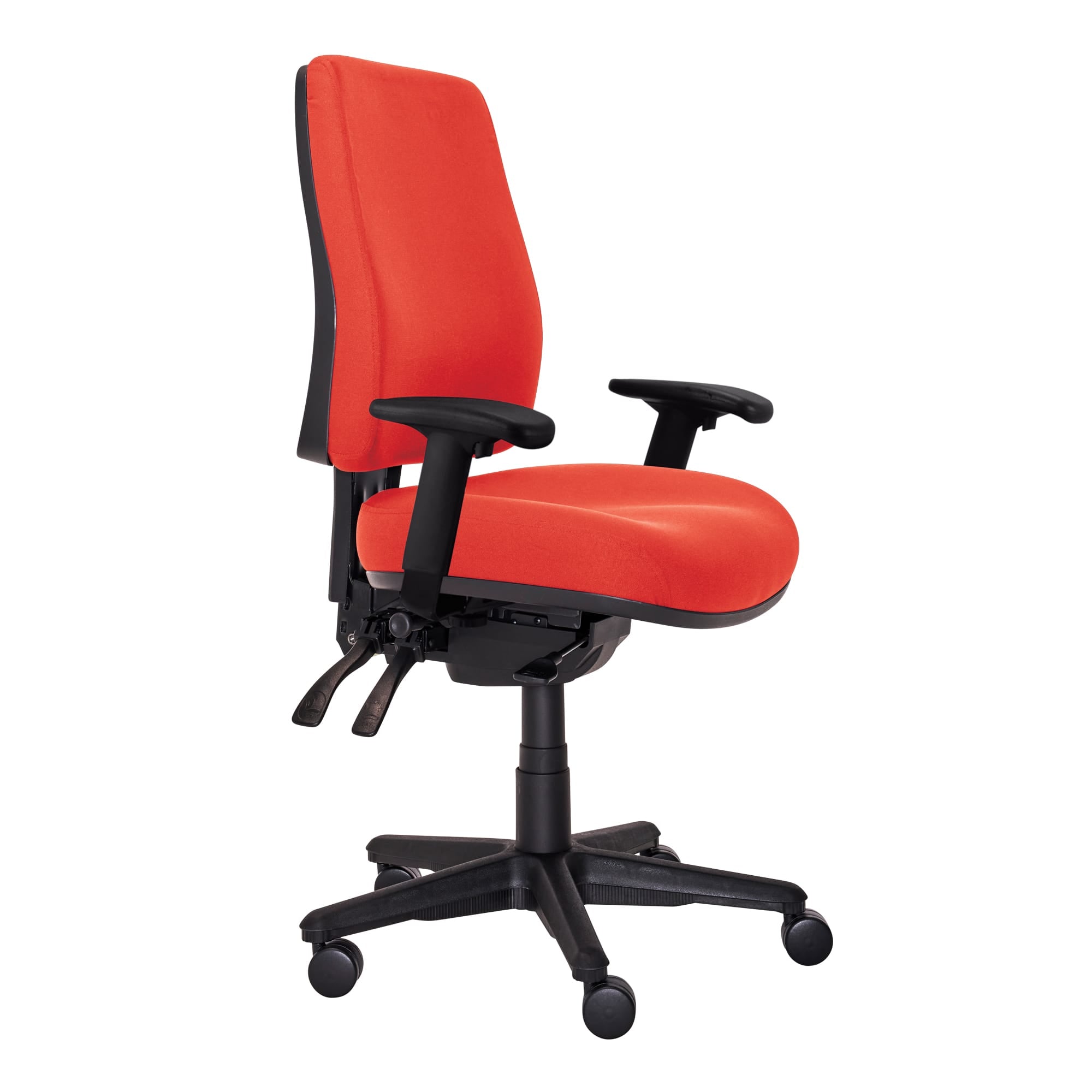 Buro Roma 3 Lever High Back with Seat Slide With Arms Red | Office Furniture Designs