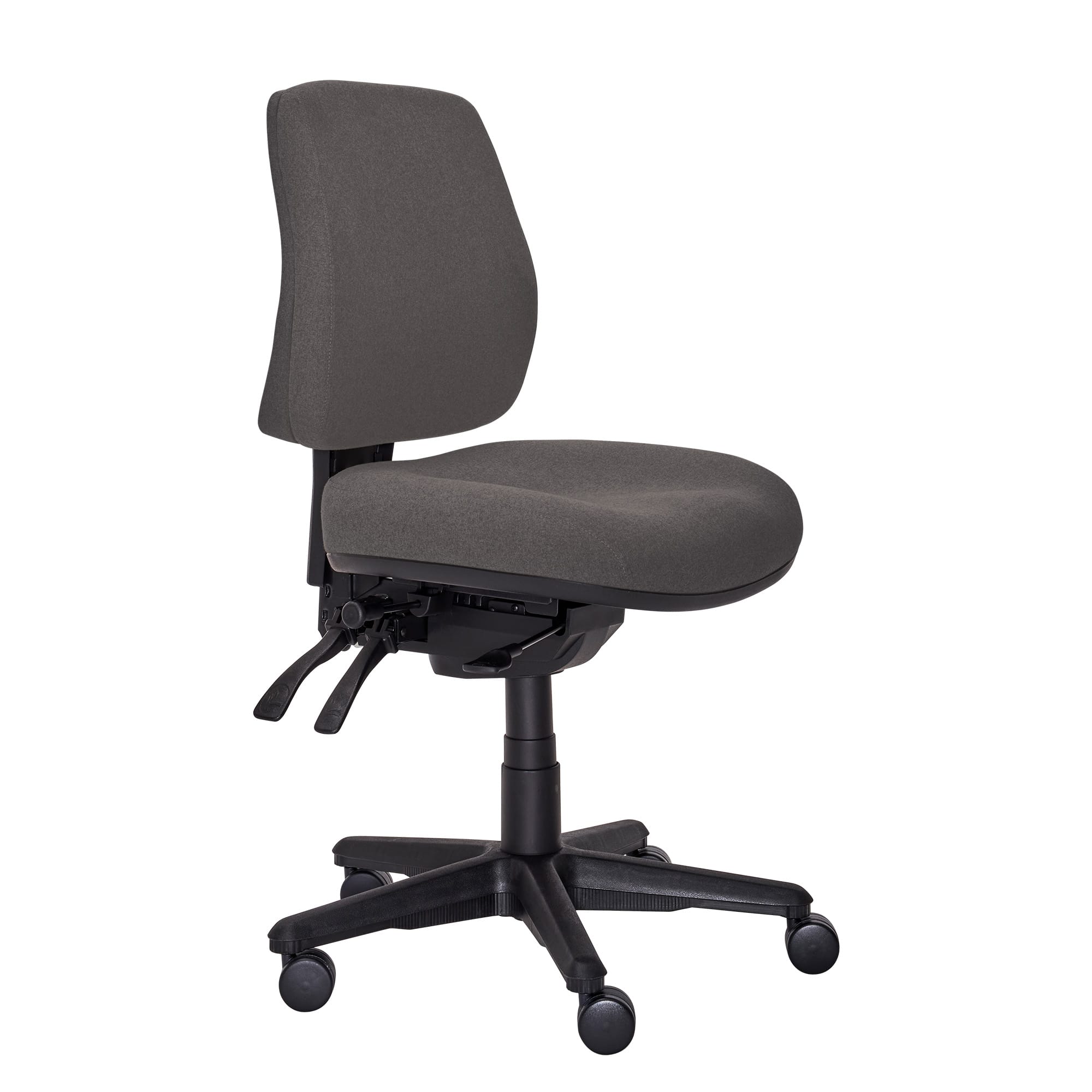 Buro Roma 3 Lever Mid Back SafeTex with Seat Slide Charcoal | Office Furniture Designs